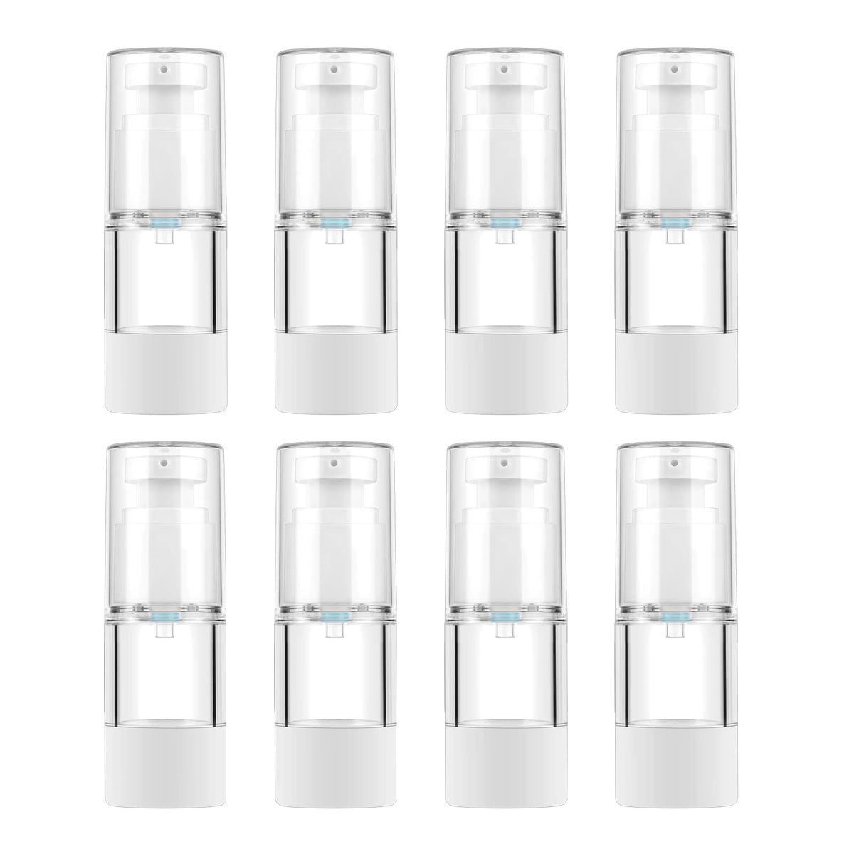 LONGWAY clear airless bottle 15ml with cap preserves formula freshness.