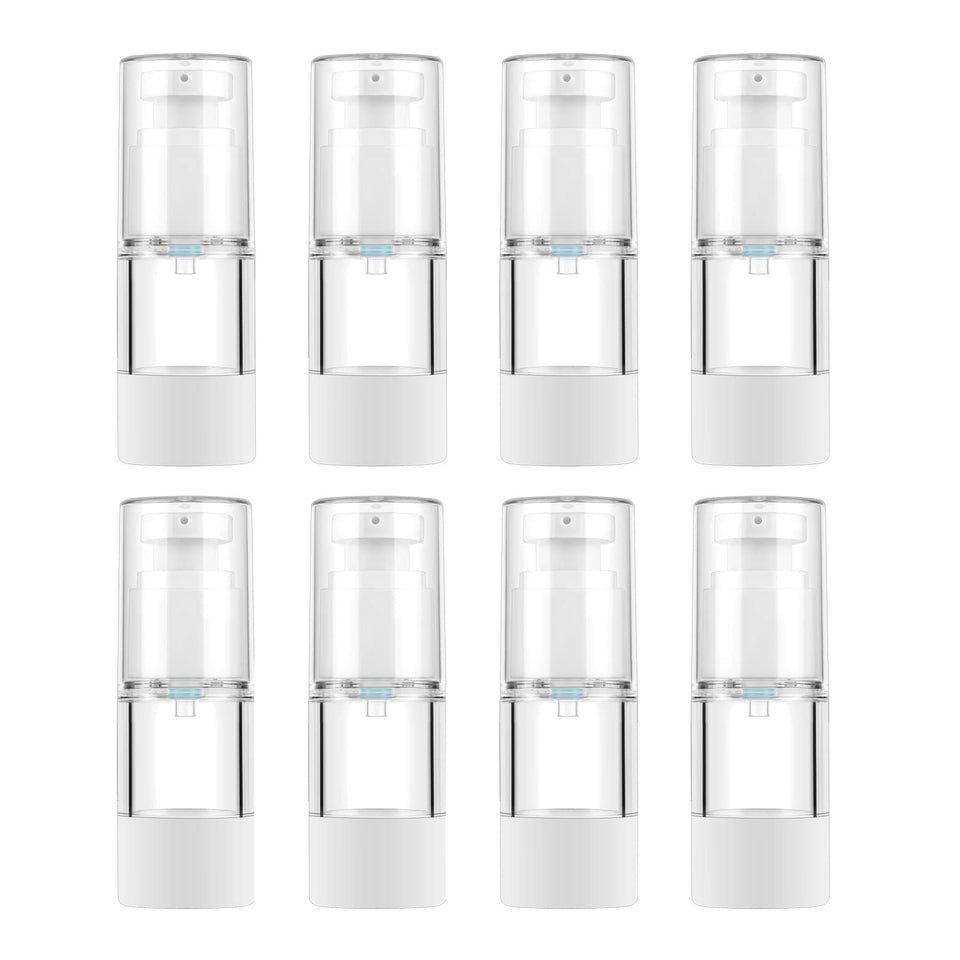 LONGWAY clear airless bottle 15ml with cap preserves formula freshness.