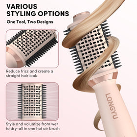 Longyu dual comb bristles illustrate volume boost and detangling options