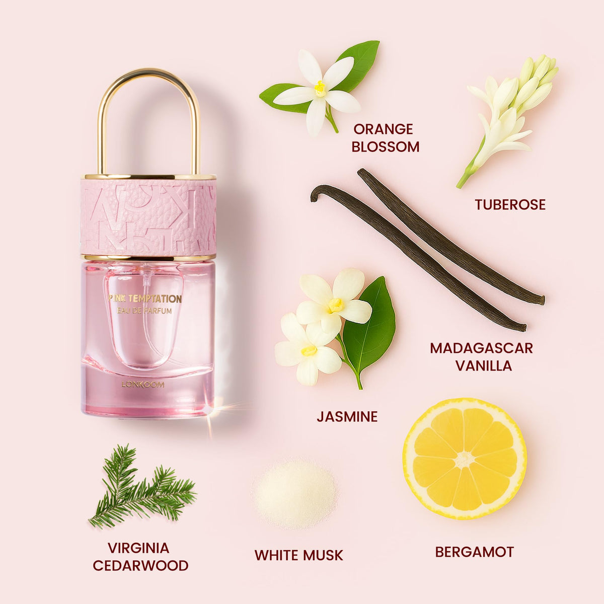 Lonkoom Lock Pink Box closeup showing premium gifting packaging.