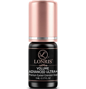 LONRIS lash glue Advanced Ultra Plus bottle—professional formula for strong adhesion.