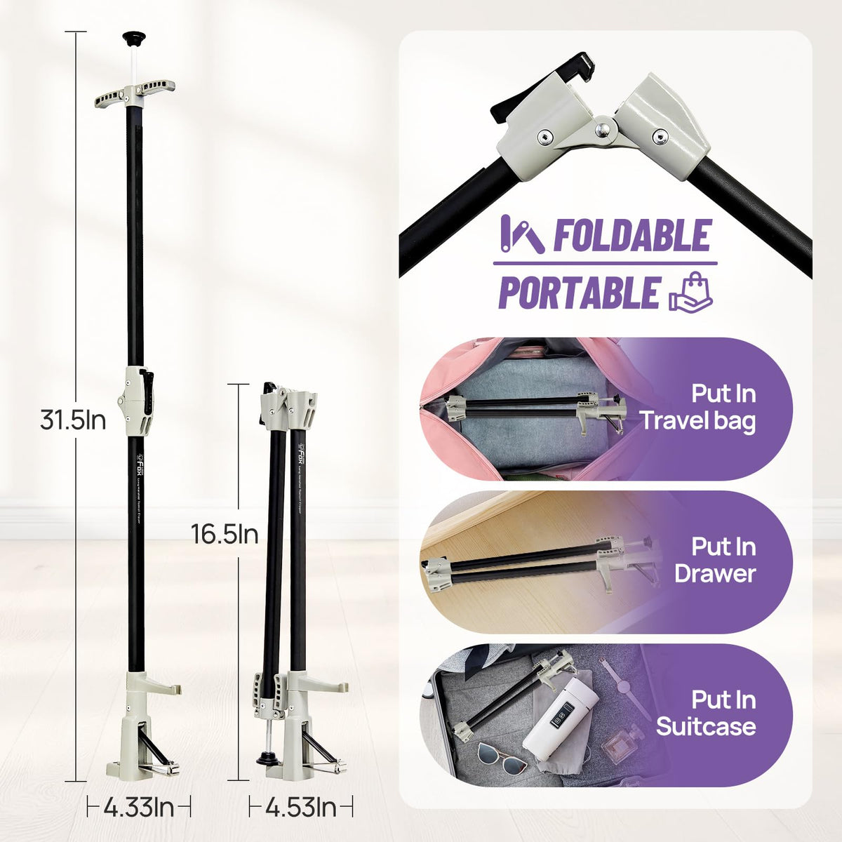 LookFox adjustable support leg and non-slip base for stability