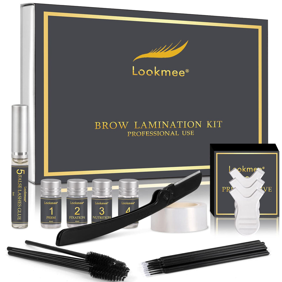 Lookmee 5-in-1 lash lift kit packaging shown for at-home use.