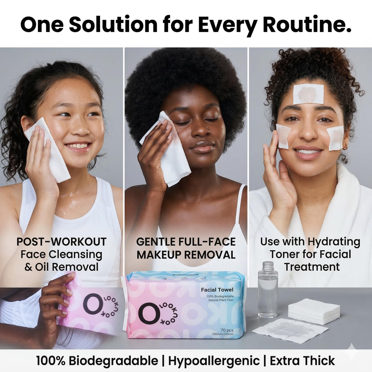 LOOKNOOK disposable face towel soft touch ideal for sensitive skin routines