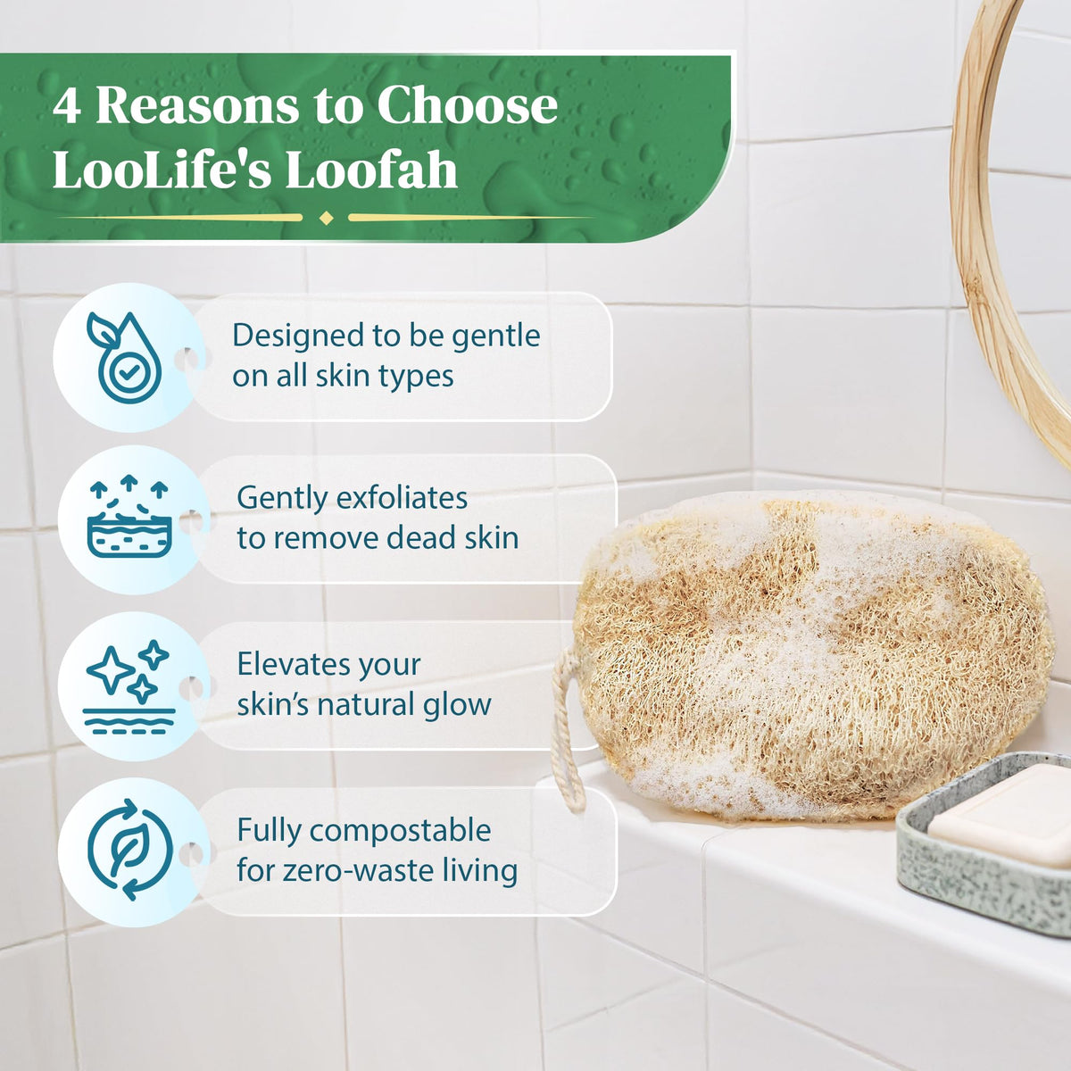 LooLife ethically sourced loofah from skilled Mexican farmers.