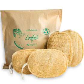 LooLife 4-pack loofah sponge for gentle shower exfoliation.