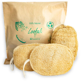LooLife natural loofah sponge pack ready for gentle body exfoliation.