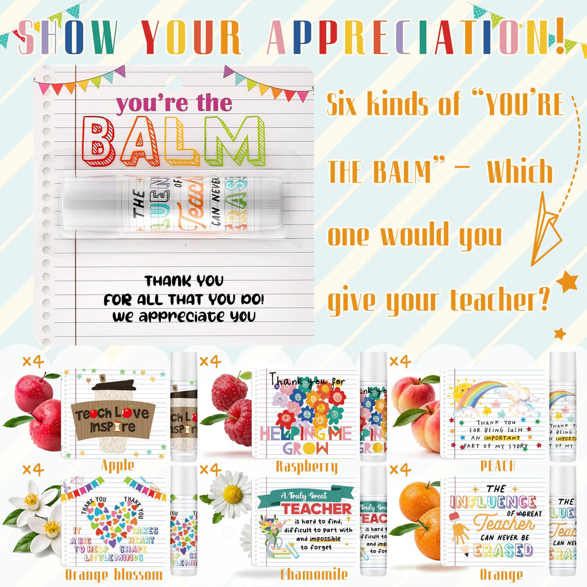 Loopeer multicolor packaging on lip balms brightens a classroom gift