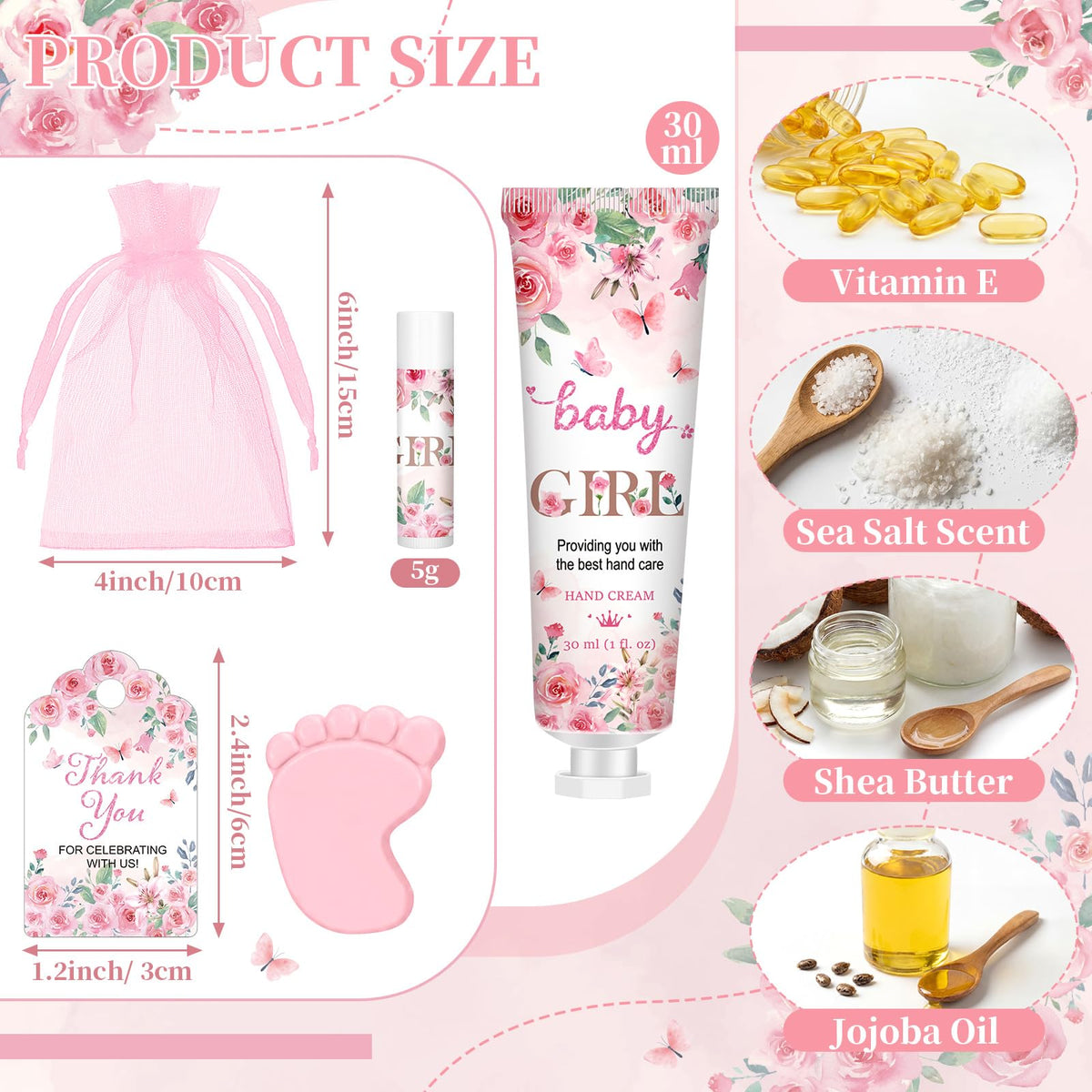 Loopeer pink flowers lip balm 5g, travel-friendly lip moisture for guests.