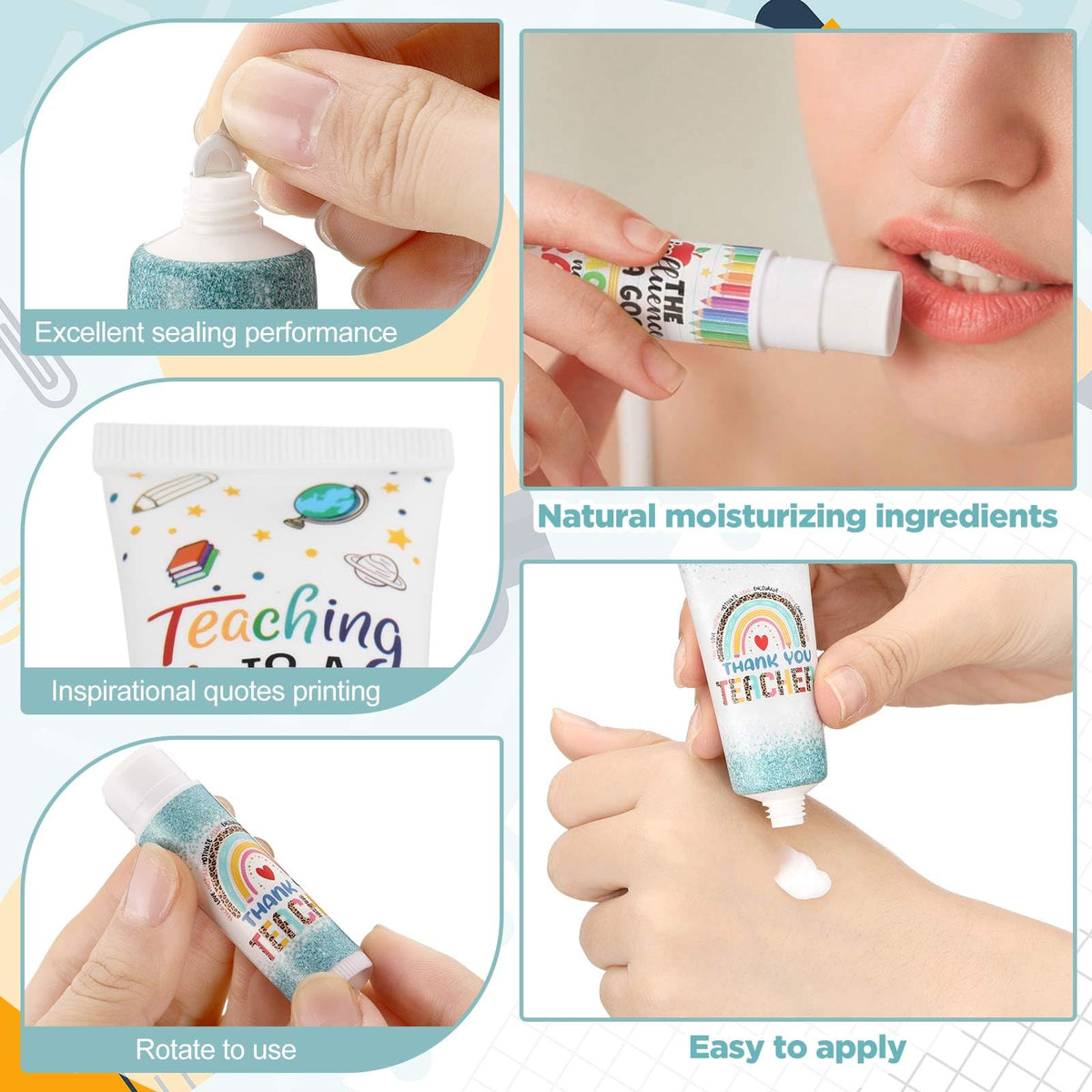 Loopeer orange fragrance lip balm in teacher gift set, portable daily care.