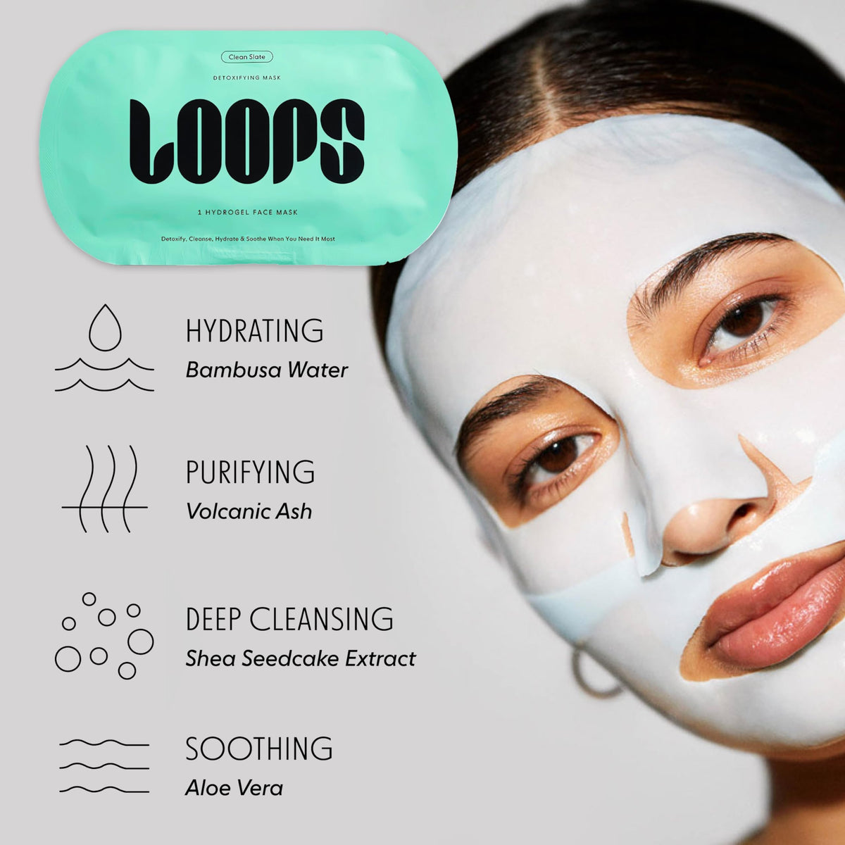 LOOPS Clean Slate packaging emphasizes cruelty-free formula.