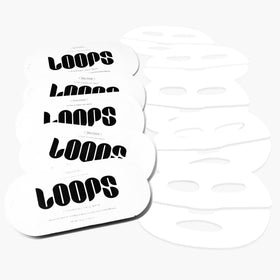 LOOPS Dew Cloud on-face view showing hydrogel adherence and moisture.