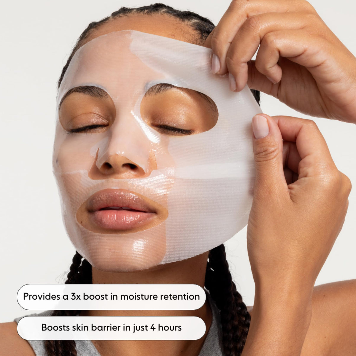 LOOPS Dew Cloud serum detail illustrating nourishing droplets on skin.