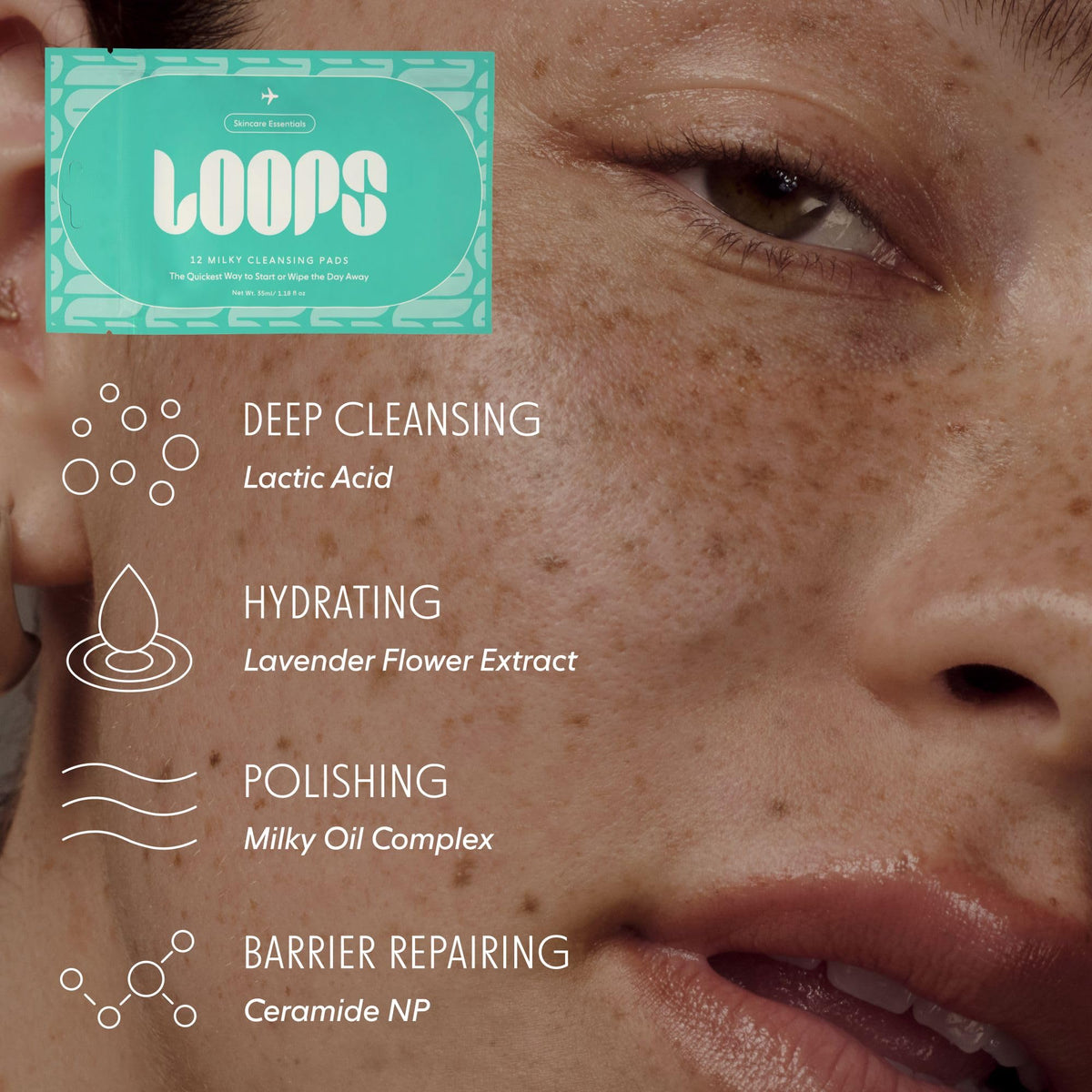 LOOPS MicroCellular Moisturizer Pre-Soaked Pad for lightweight hydration