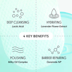 Close-up of applying Loops Milky Cleanser with bamboo pad