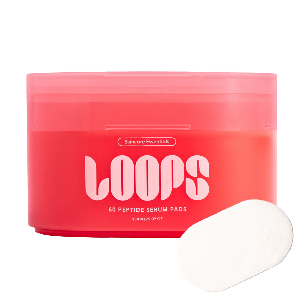 LOOPS peptide serum packaging showcases premium, easy-to-use skincare ritual.