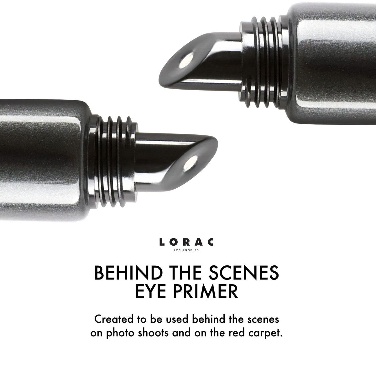 LORAC Behind the Scenes Eye Shadow Primer packaging front view; oil-free formula for all-day comfort