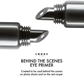 LORAC Behind the Scenes Eye Shadow Primer packaging front view; oil-free formula for all-day comfort