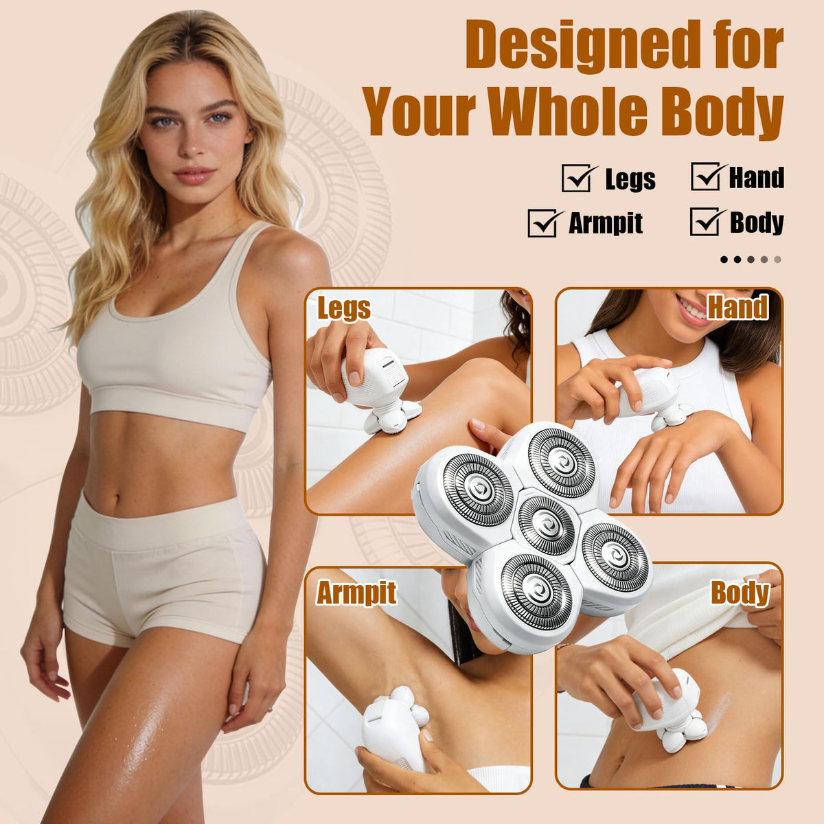Loread curved foil head follows legs and bikini lines for contouring comfort.