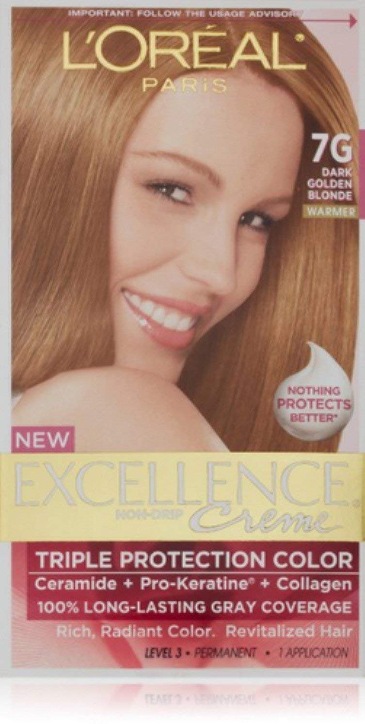 L'Oreal Excellence 7G color creme for even gray coverage and dark gold blonde tone