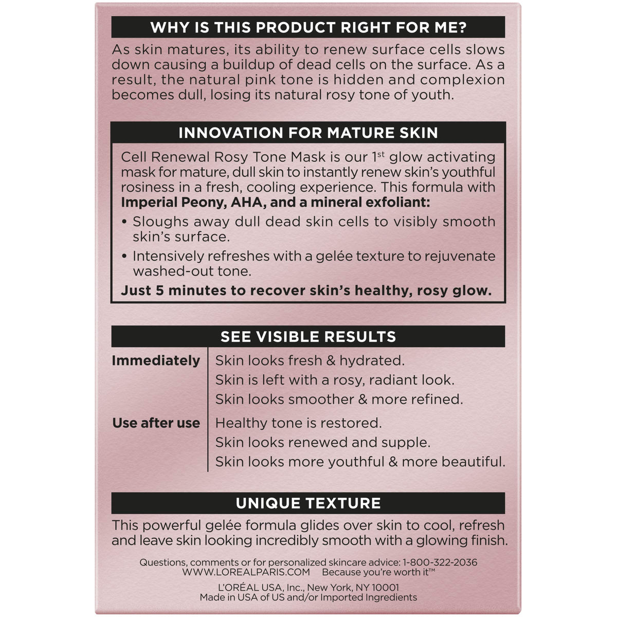 L'Oreal Paris Age Perfect Rosy Tone Mask cooling gel delivers instant refreshing chill