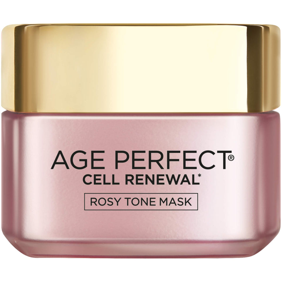L'Oreal Paris Age Perfect Rosy Tone Mask in jar for at-home glow and rosy tone