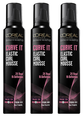 L’Oréal Paris Curve It Curl Mousse bottle pour shows lightweight curl definition