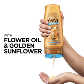 Pump dispenser on conditioner bottle for easy, mess-free application.