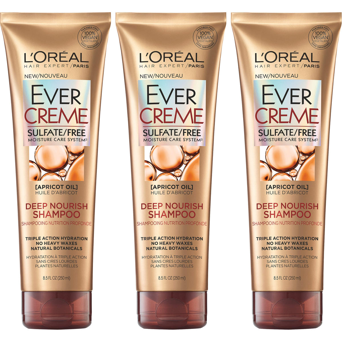 L'Oreal Paris EverCreme Deep Nourish shampoo bottle delivering hydration for dry hair