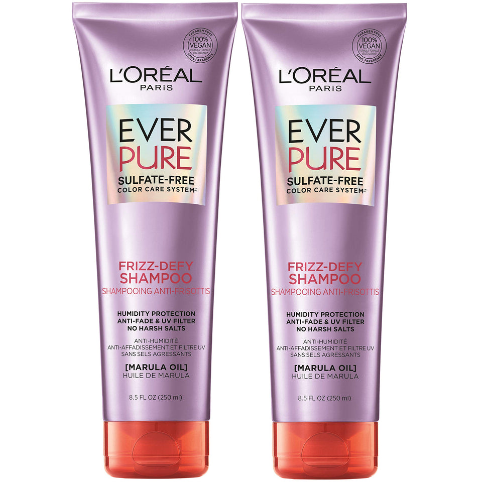 L’Oréal Paris EverPure Frizz Defy bottle front—sulfate-free color-safe care