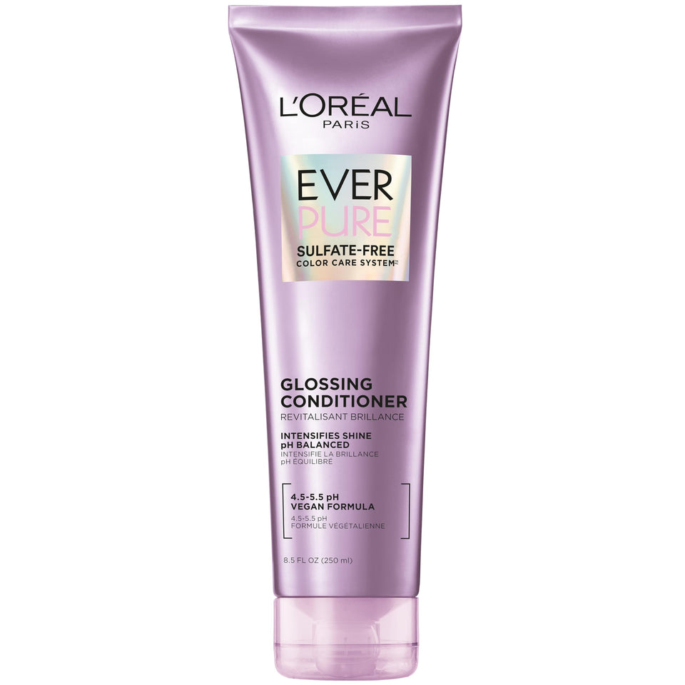 L'Oreal Paris EverPure Glossing Conditioner bottle front for lasting shine.