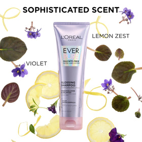 EverPure Glossing Shampoo and Conditioner on hair showcase shiny, smooth strands.