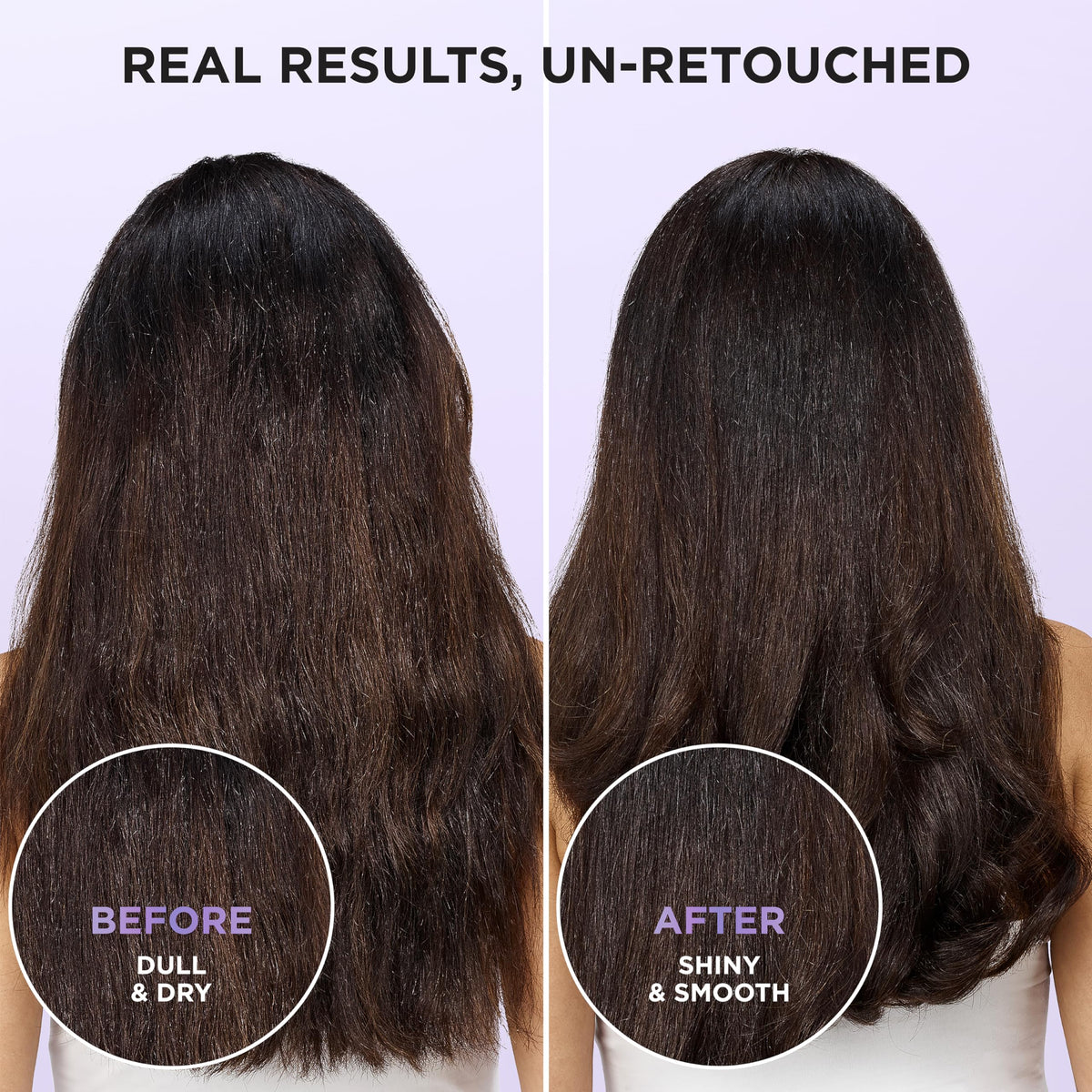 Close-up label of EverPure Glossing Shampoo highlighting pH-balanced, vegan formula.