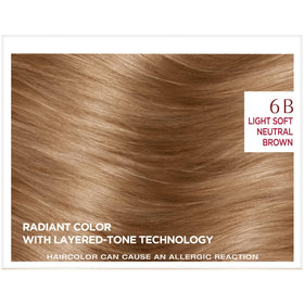 L'Oreal Paris Excellence Age Perfect color swatch illustrates natural layered brunette tones.