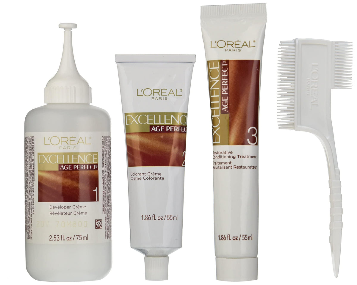 L'Oreal Paris Excellence Age Perfect finished hair appears more voluminous and shiny.