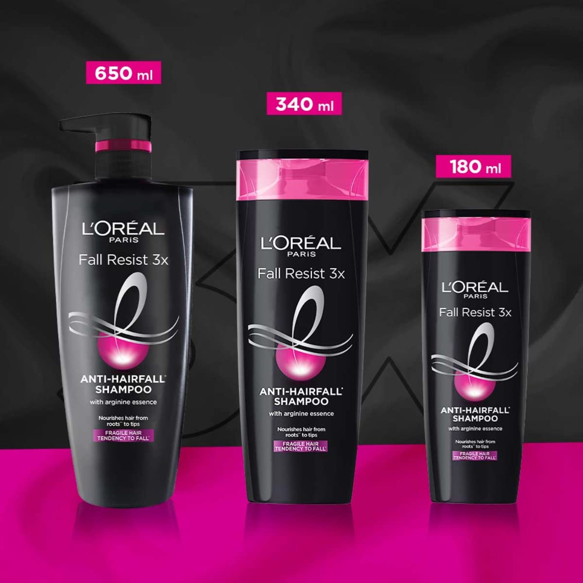 L'Oreal Paris Fall Repair 3X 175ml bottle shown as travel-friendly size.
