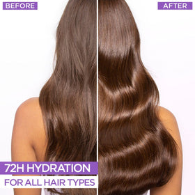 L'Oreal Paris night cream on damp hair shows easy distribution.