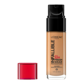 L'Oreal Paris Infallible bottle closeup, showcasing lightweight longwear foundation.