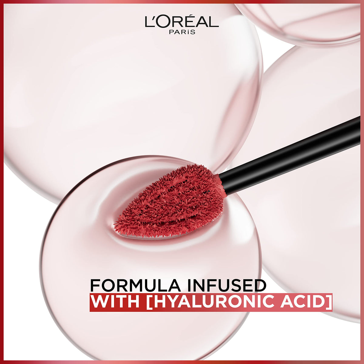 Lips with a smooth matte finish and transfer resistance.