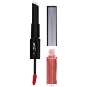 L'Oreal Paris Pro Last Lipstick Perpetual Apricot with color seal balm application for moisture
