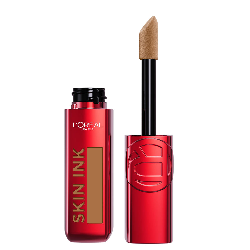 L'Oreal Paris Infallible Skin Ink bottle-front shows long-wear, transfer-resistant makeup.