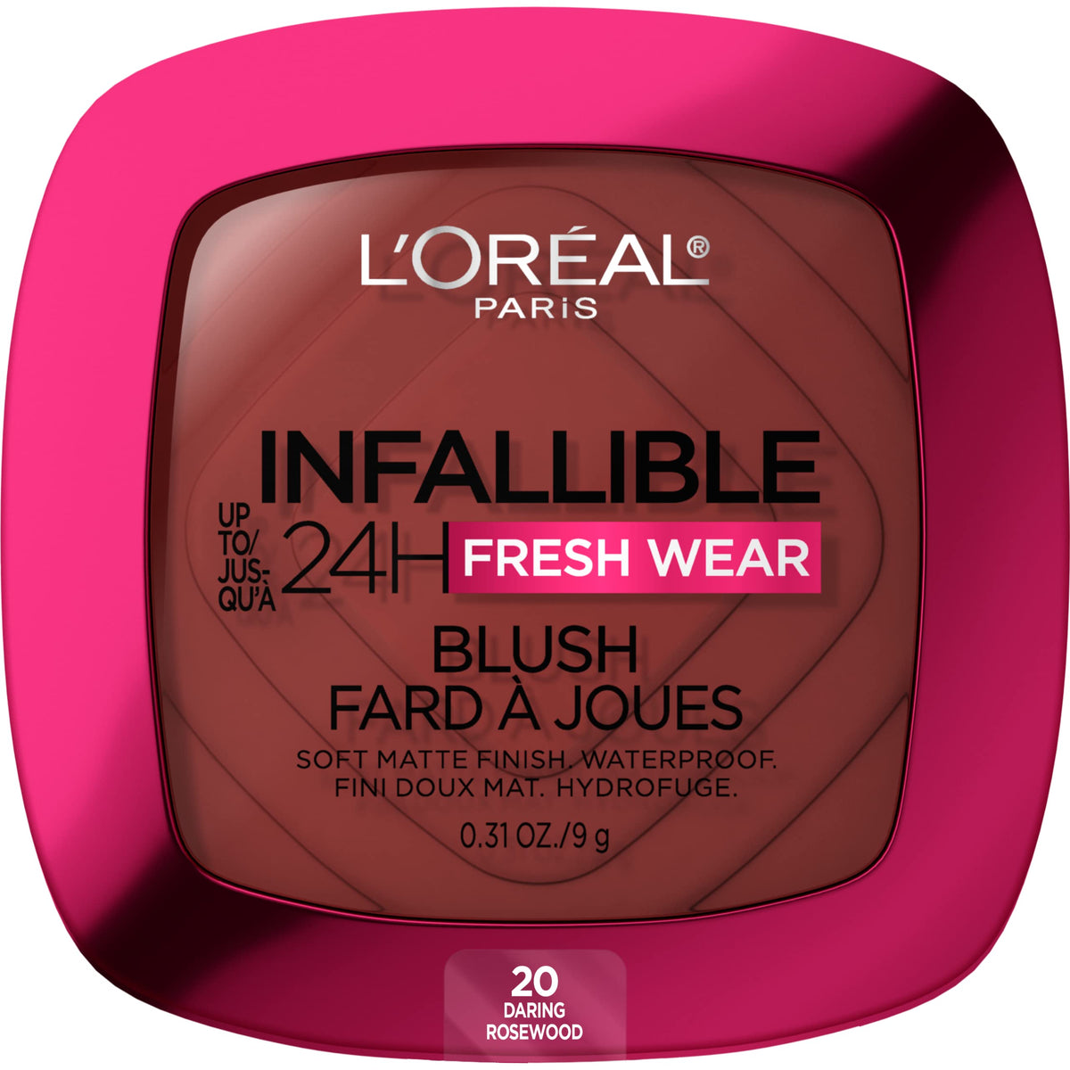 L'Oreal Paris Infallible Soft Matte Blush Daring Rosewood 20 compact showing lightweight color and finish