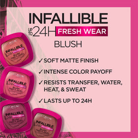Infallible Soft Matte Blush applied on cheek for healthy glow