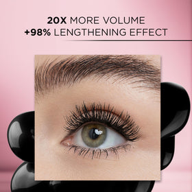 Lash Paradise waterproof formula resists smudging in humidity and sweat.