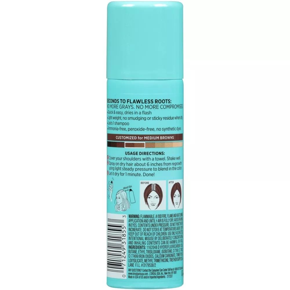 Hair roots being treated with Magic Root Cover Up during travel