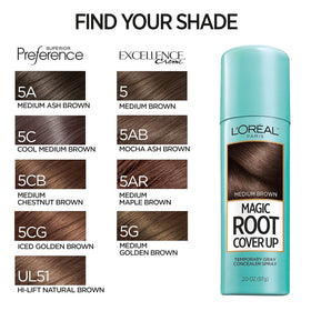 Shade-matching Magic Root Cover Up with L'Oreal color lines