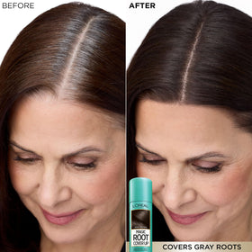 L'Oreal Paris Magic Root Cover Up hides gray roots in seconds.