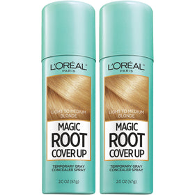 L'Oreal Paris Magic Root Cover Up spray bottle conceals gray roots instantly.