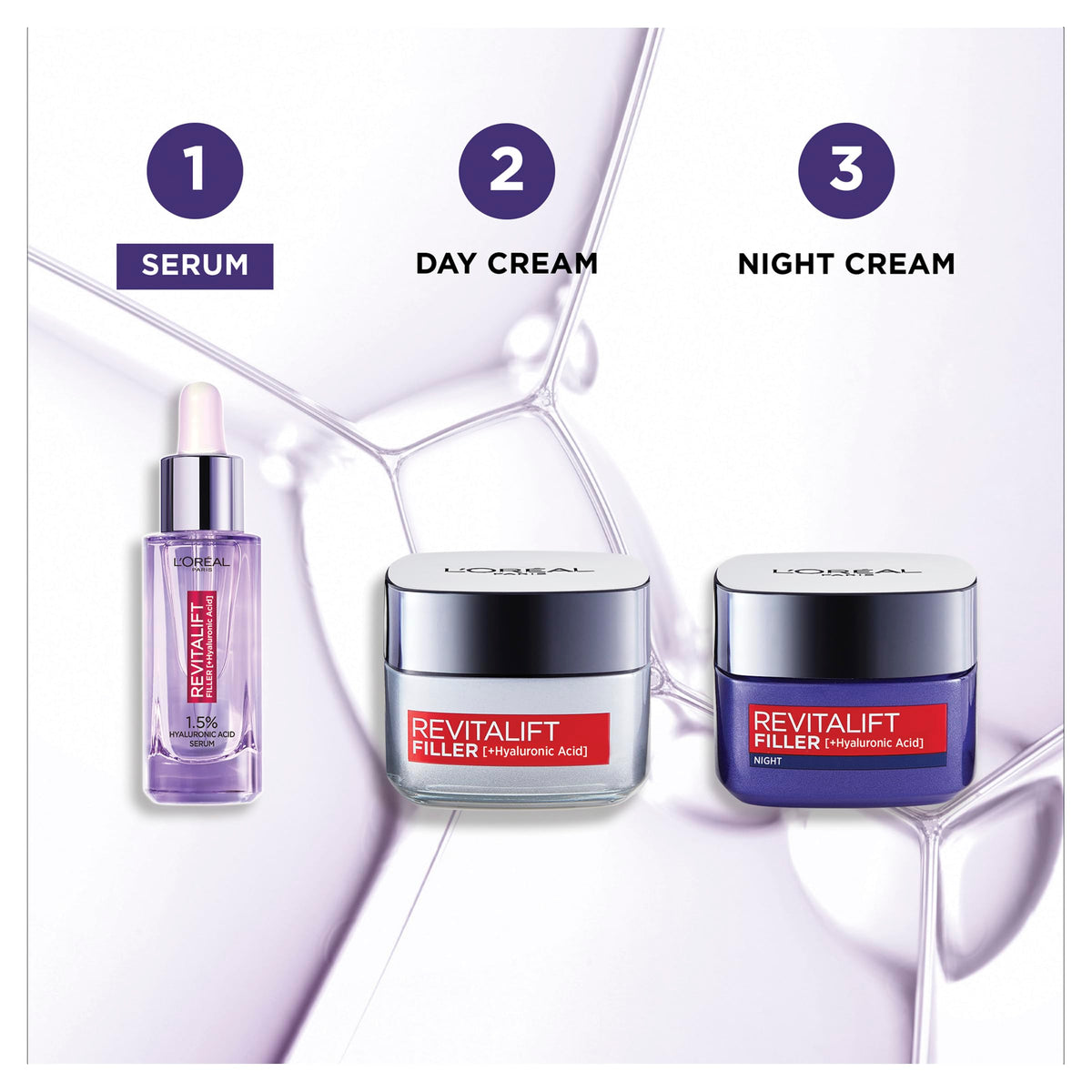 Applying Revitalift Renew in upward strokes on face and neck for lift.