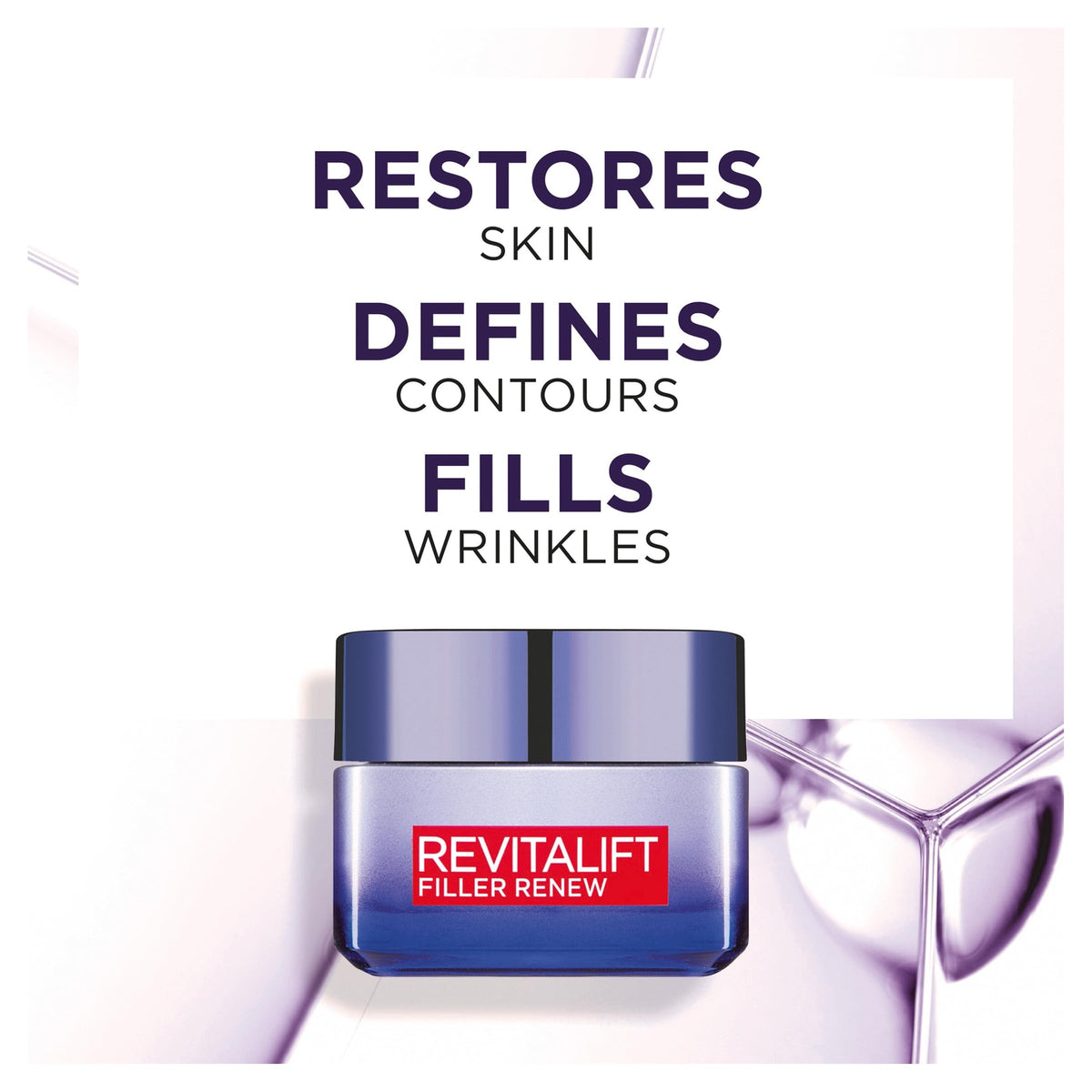 Revitalift Renew jar opened, showing rich cream texture for application.